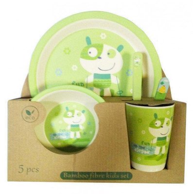 N02330 - Бамбуковая посуда (для детей), набор из 5 предметов - собачка, Bamboo Fibre kids set, N02330