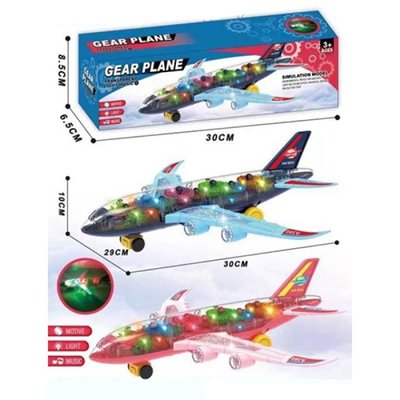 Літак іграшковий з прозорим корпусом та шестеренками, вміє їздити, підсвічування KH332-5