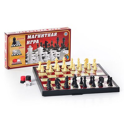 9831 - Дорожный набор игр магнитный 3 в 1 шахматы, шашки и нарды, 9731