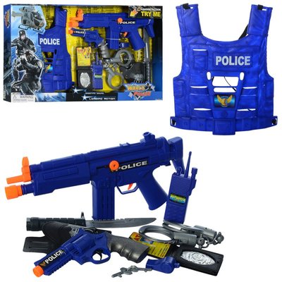 33520 - Детский игровой Набор полиции (спецназ) с бронежилетом, автомат, наручники, жилет, 33520