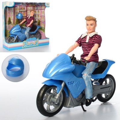 68112 - Ігровий набір лялька Кен на мотоциклі, шарнірний, мотоцикл 33 см
