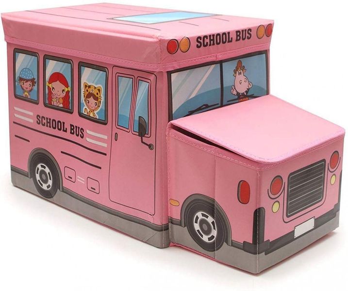 Кошик (органайзер) для іграшок — пуфик Шкільний автобус (мікс кольорів) 2 в 1. 01364, 17001