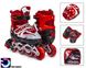 Ролики розсувні червоні (різні розміри), захист, у рюкзаку, колеса ПВХ, шнурівкою й баклів. rol2021_3 фото 1