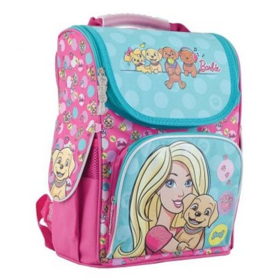 1 Вересня 553265 - Ранец (наплечник) - каркасний шкільний для дівчинки рожевий Барбі, H-11 Barbie mint, 553265