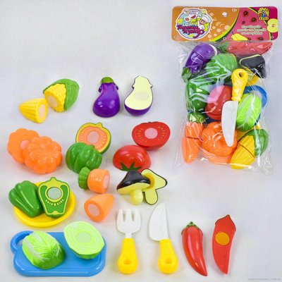 1020 - Игровой набор продукты на липучке Хороший повар - овощи 10 штук, досточка, нож, 1020
