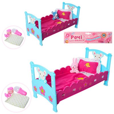 Limo Toy M 3836-07 - Кроватка для Пупса baby born, аксессуары подгузники, бутылочка, соска, постель, игрушка, M 3836-07