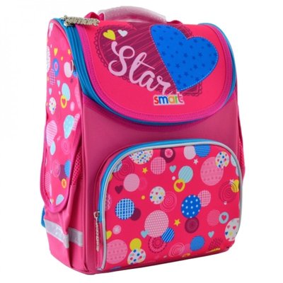 Ранец (рюкзак) - каркасный школьный для девочки розовый - Сердце, PG-11 Smart 555900 555900