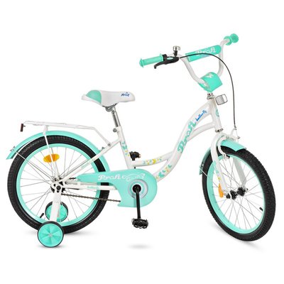 Y1824 - Дитячий двоколісний велосипед для дівчинки PROFI 18 дюймів Butterfly біло-м'ятний Y1824