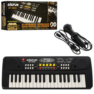 Дитячий музичний синтезатор на 37 клавіш, мікрофон, mp3, USB шнур BF-430A2
