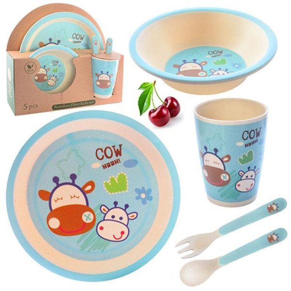 Бамбуковий посуд (для дітей), набір із 5 предметів — мікс різновидів, N02330 N02330
