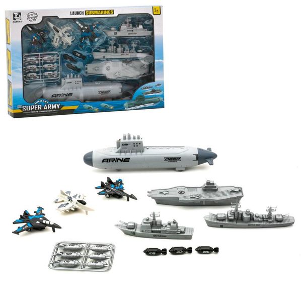 T074 - Ігровий набір військовий транспорт Морський флот - підводна лодка, кораблі, літаки