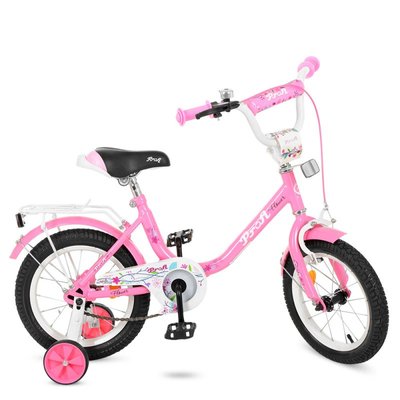 Profi L1481 - Дитячий двоколісний велосипед для дівчинки PROFI 14 дюймів рожевий Flower L1481