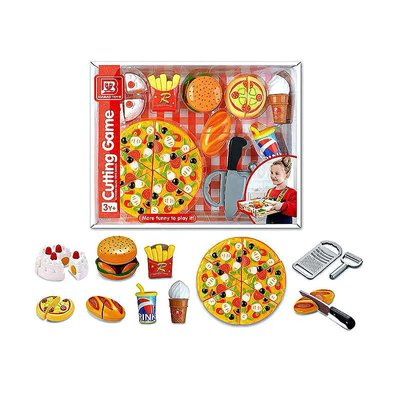 Игровой набор продукты на липучках кафе фастфуд, гамбургер, пицца, мороженое, торт TY6016-1