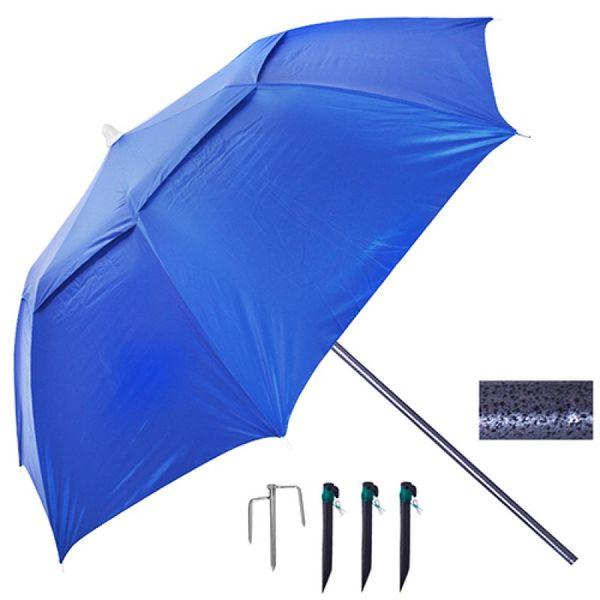 2712, 73651 - Пляжна парасолька — синій, 2 м у діаметрі, антивітер, з набором кріплень